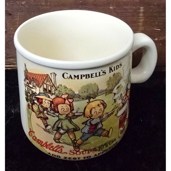 Set of 4 Mugs Cups Campbells Kids 1910 Souvenir Postcard Style Ceramic - Picture 4 of 9